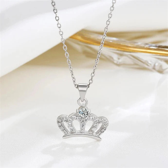 Silver Crown Necklace