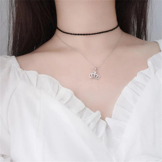 Silver Crown Necklace